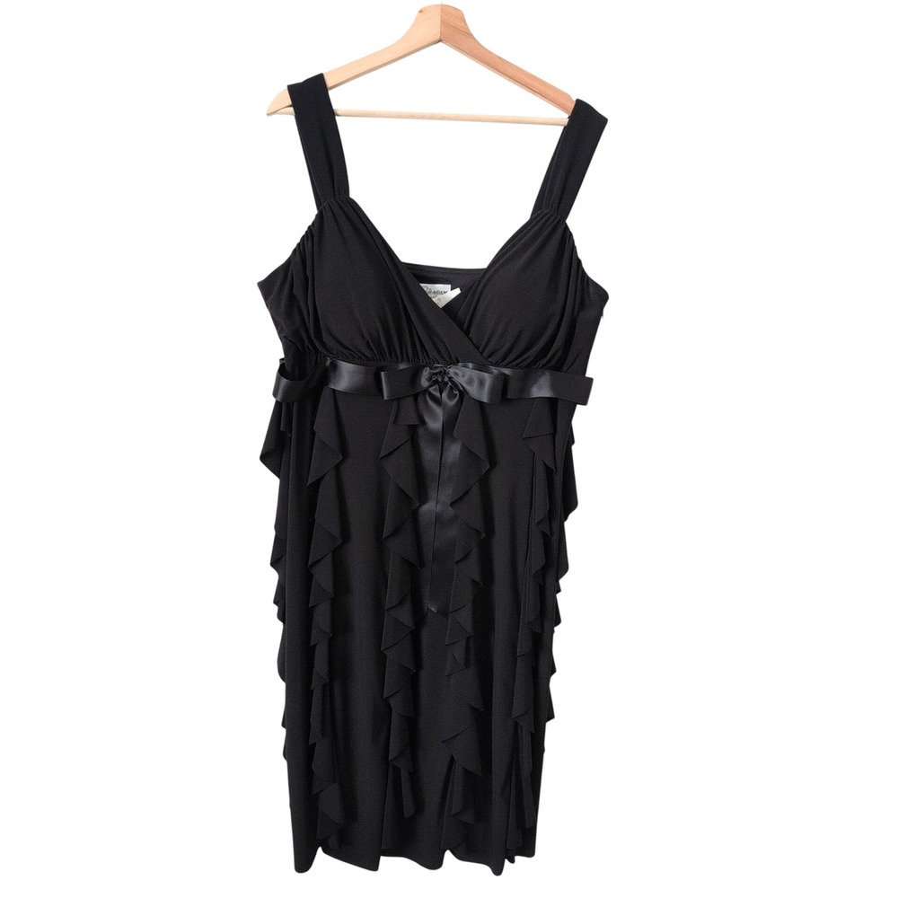 Vintage 90s Y2K Black Ruffle Cocktail Dress 18W Layered Whimsigoth Prom Babydoll